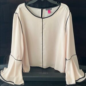 Vince Camuto Pink Blouse with Black Trim   Sz M